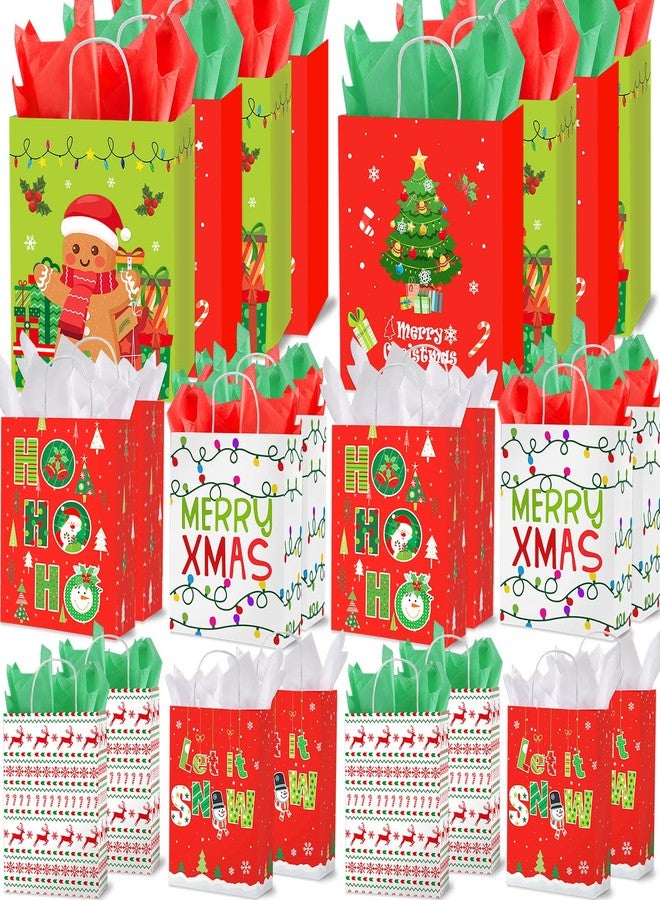 duludulu 24 Pack Christmas Gift Bags Assorted Sizes with Tissue Paper, Six Designs Kraft Christmas Bags for Gifts Large Gift Bags Bulk for Xmas Wrapping (8 Large 13", 8 Medium 11", 8 Small 9") - Image 1